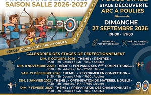 Programme des Stages de la Saison Salle 2026-2027