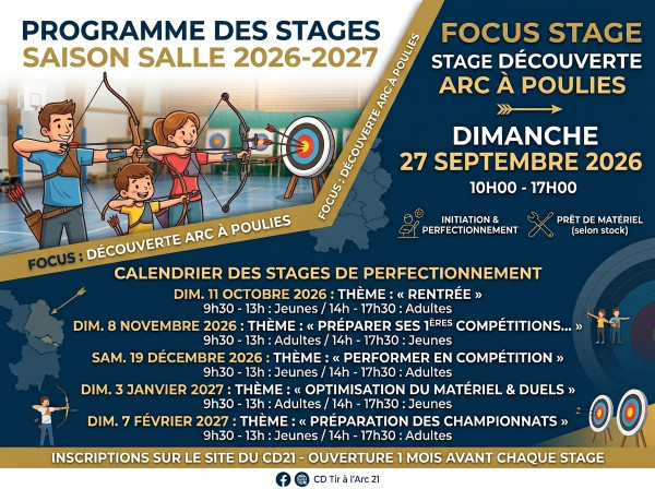 Programme des Stages de la Saison Salle 2026-2027